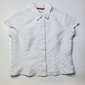 Vintage 90s Y2K ESPRIT White Lace Button Down Collared Shirt Size Small